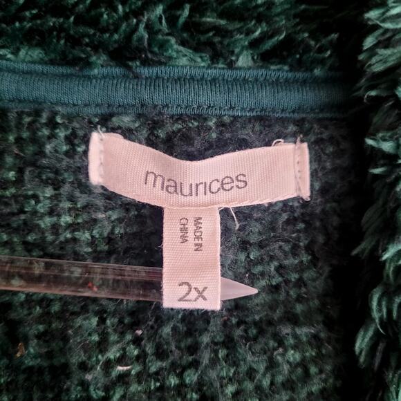 Maurices Forest Green Lodge Sherpa Fleece Sweatshirt Pockets Size‎ 2X - Picture 4 of 8